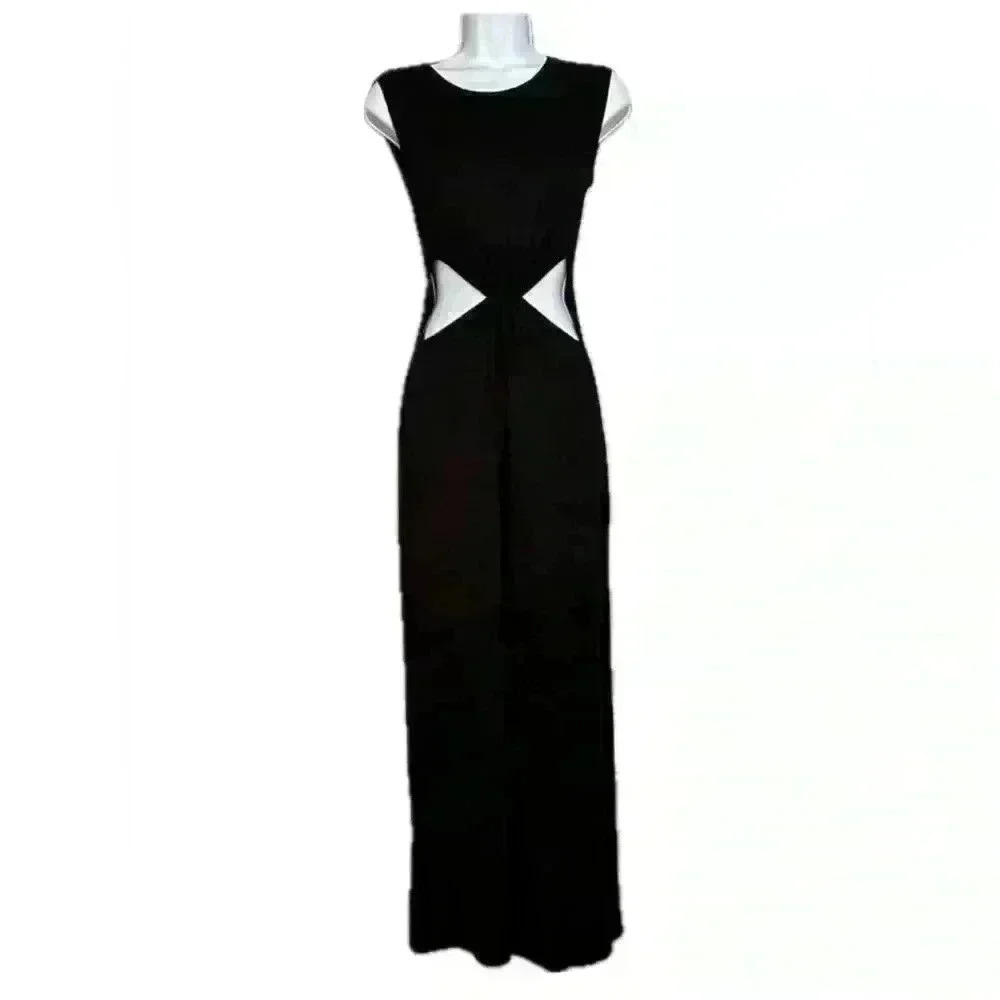 Antistar Black Cutout Wide Leg Jumpsuit Sleeveless Open Back Size Small - Picture 10 of 11